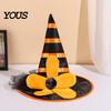 Holiday Themed Party Accessories Halloween Witch Hat for Women Girls, Large Striped Wizard Gorgeous Kids with Flower Costume Accessories, Cosplay,