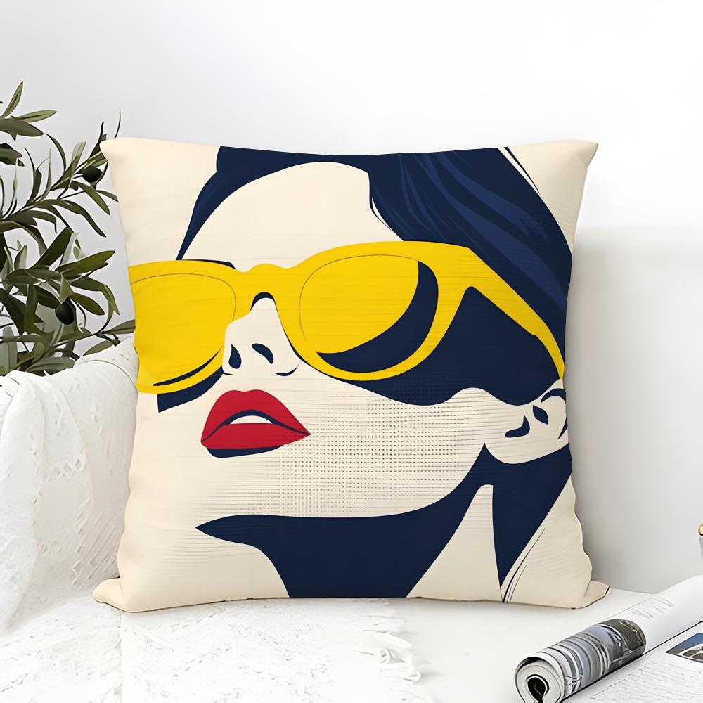 A-Audrey H-Hepburn Fashion Prin Pillow Case Linen Pillow Case Sofa Home Decor Cushion Cover Cushion Cove