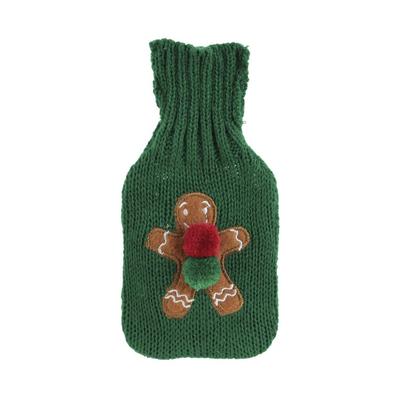 Gingerbread Green Hot Water Bottle Knitted Cover