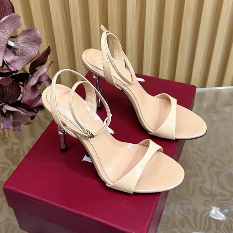 Fashion 2025 New Fashion Patent Leather Ankle Strap Women Gladiator Sandals Elegant Stiletto High Heels Summer Concise Office Lady Shoes