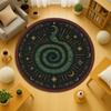 Serpent Witchcore Rug Occult Crescent Symbols, Round Pagan Carpet for Ritual Space or Dark Boho Decor, Spiritual Snake Mat