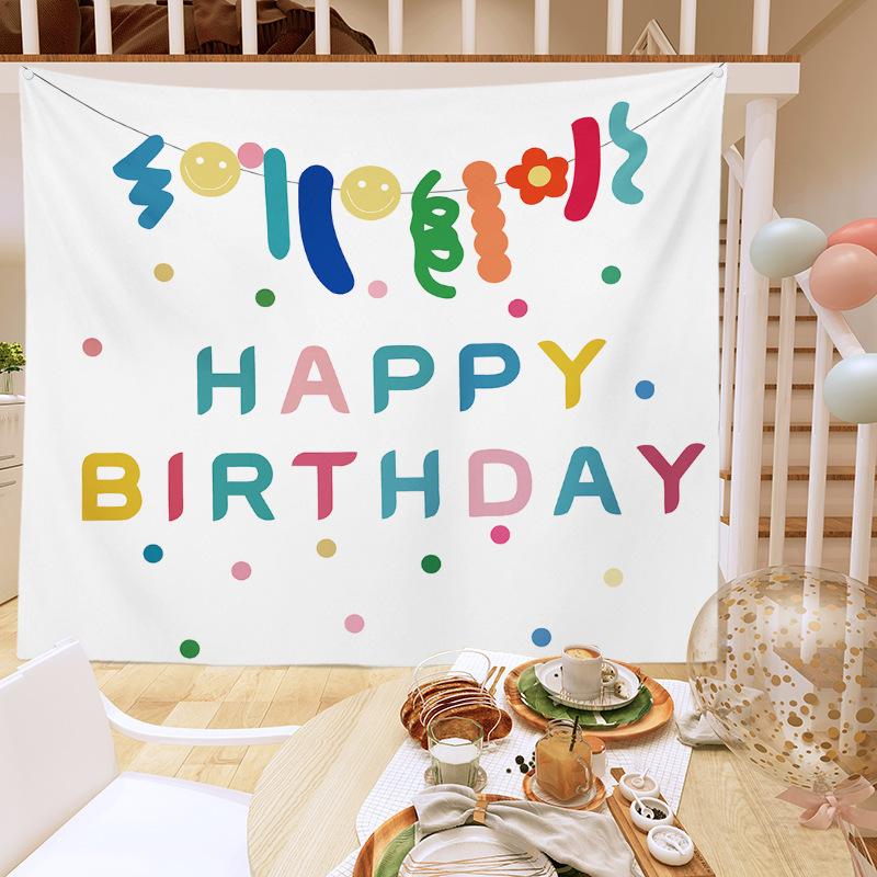 Birthday Party Decoration Tapestry Photo Background Cloth Ins Hanging Cloth Children's Meeting Scene Arrangement Background Wall Photo