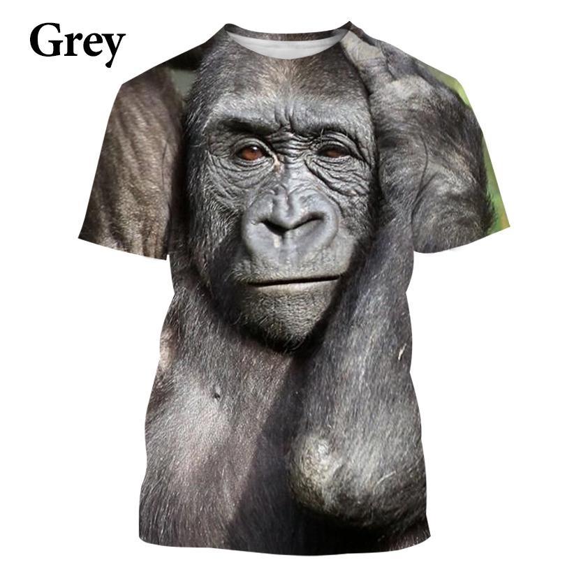 Lustiges T-Shirt mit Kuss-Affenlippe und Grafik für Herren, Kleidung, 3D-Parodie, Gorilla-Orang-Utan-Print, Unisex, kurzärmelig