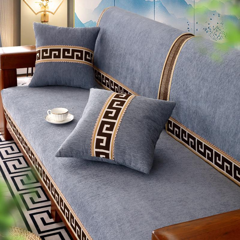 New Chinese Style Sofa Cover Chenille Anti-slip Couch Cushion Living Room Sofa Towel Universal Couch Cushion Embroidery Ribbon