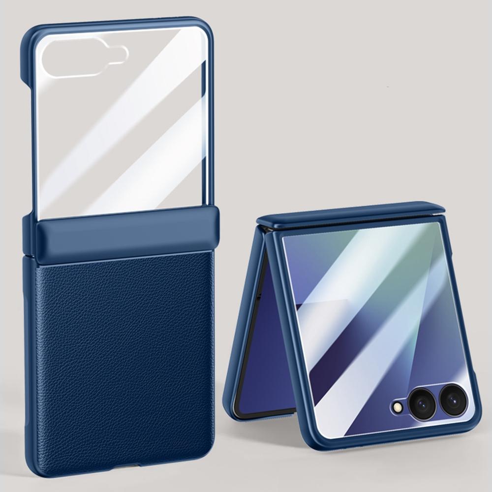 För Samsung Galaxy Z Flip7 5G Skal Läder+PC Telefonskydd HD Bakre Liten Skärmskydd