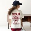 TUTUXIAOXIANG Girls' Chinese Trendy Print Short Sleeve T-Shirt