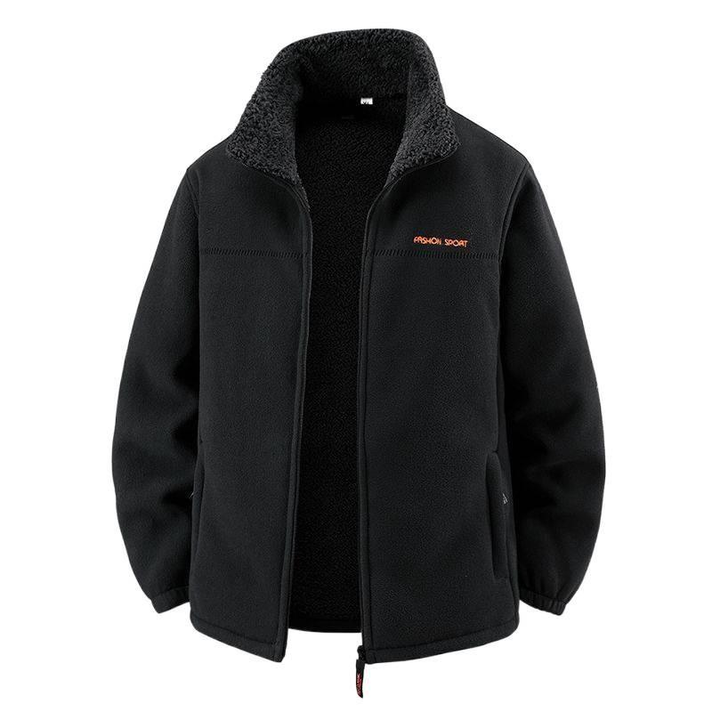 Men's Double-Sided Fleece Cardigan Jacket: Enhanced Warmth for Autumn & Winter, Windproof, Ideal for Middle-Aged & Young Adults