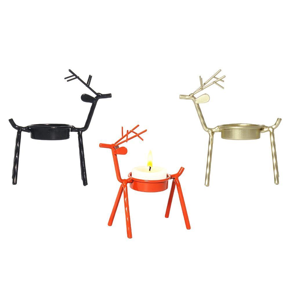 Standing Christmas Reindeer Tealight Holders Iron Metal Tea Light Candle Holders  Festivel