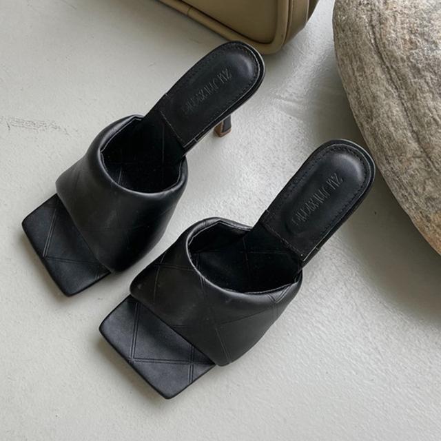 

Женские летние шлепанцы на высоком каблуке 10 см, женские шлепанцы телесного цвета, сандалии, роскошные брендовые дизайнерские туфли на шпильке, мягкая кожаная обувь 40 чёрный