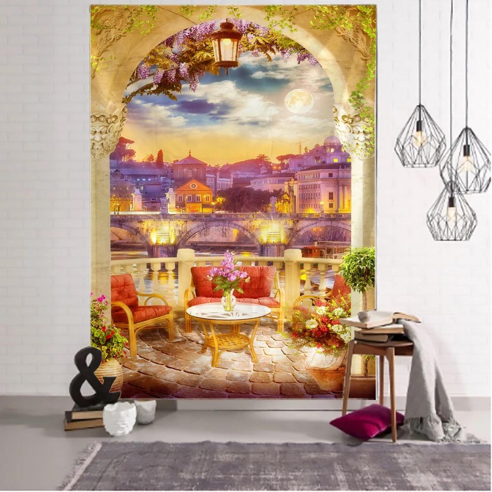 Nordic psychedelic hanging fabric background wall covering home decoration wall blanket tapestry bedroom wall hanging