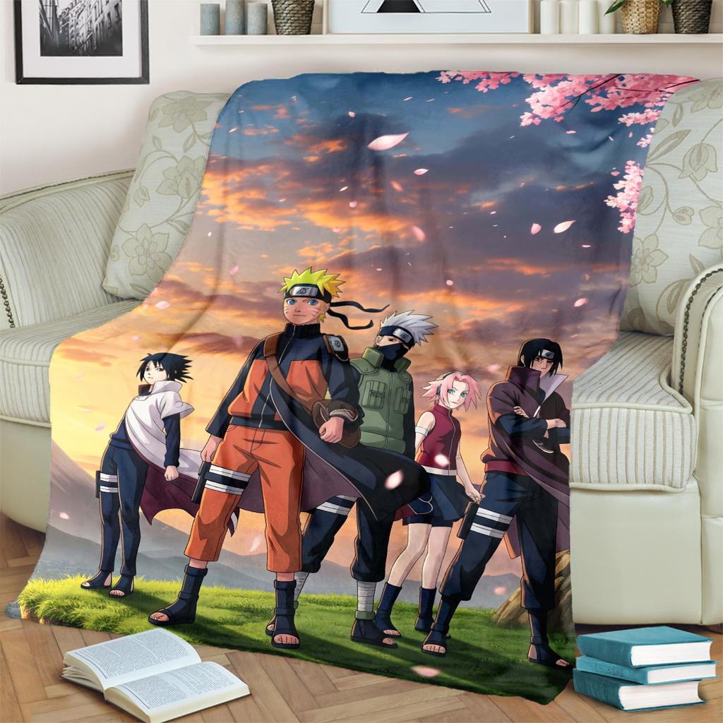 Anime-Naruto Print Blanket Warm Comfortable Flannel Blanket for Bedrooms, Sofas, Beds, Chairs, Picnics, Travel -LXR57