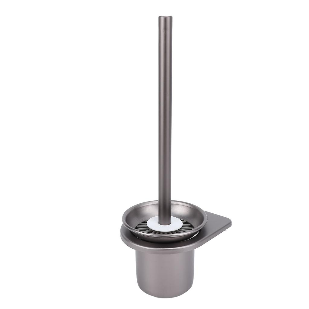 Toilet Brush with Storage Holder Wall Mounted Aluminum Alloy Long Handle Toilet Scrubber for Home