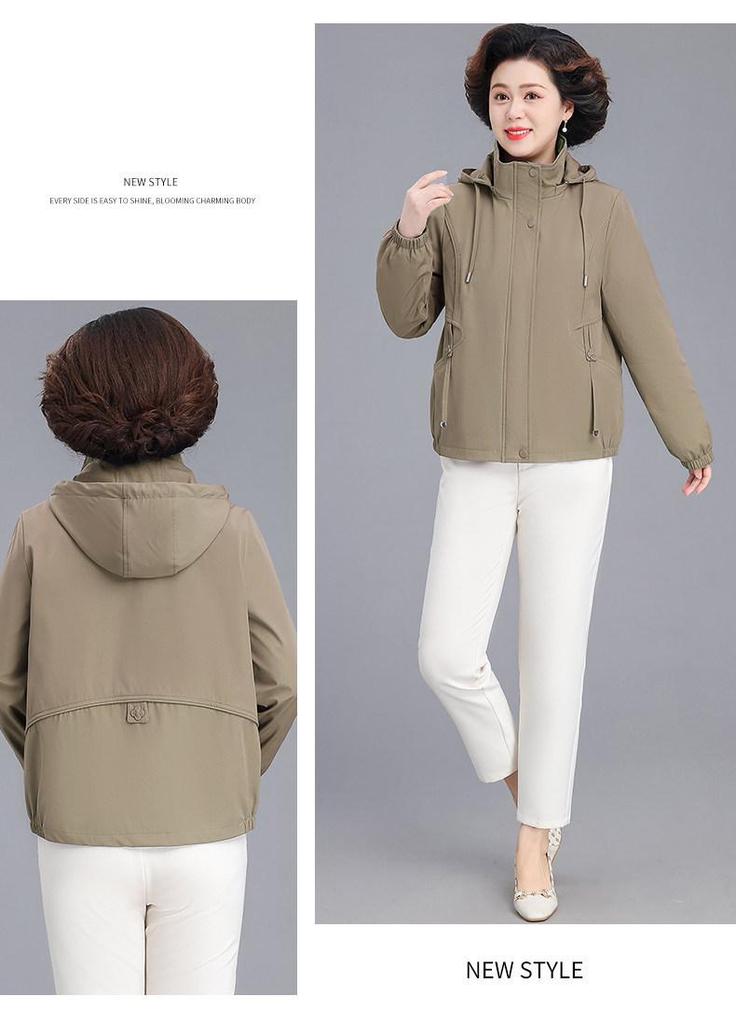 Middle-aged Women's Plus Size Casual Spring Windbreaker - Stylish Top for Spring and Autumn 2026