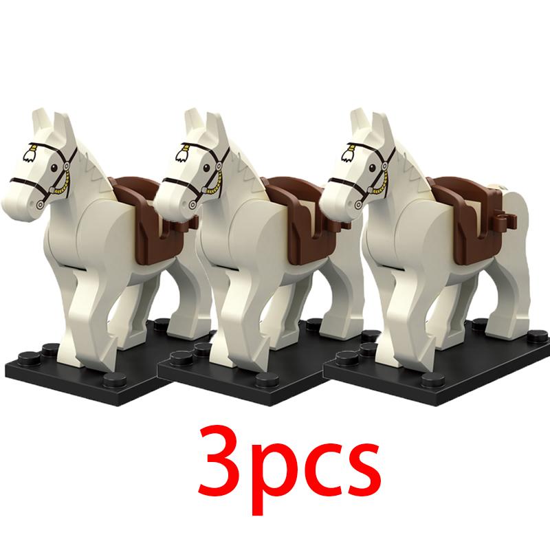 Mittelalterliche Militärburg Ritter Bausteine Reitpferd Wolf Bär Elefant Tier Weste Waffe Fahne Sattel Spielzeug Ziegelstein Geschenk A06