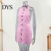 Women Dress Summer Party Backless 3D Rose Flower Halter Neck Solid Color Off Shoulder Sleeveless High Waist Slim Fit Prom Wedding Mini