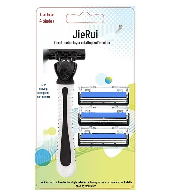 

Двухслойные лезвия для бритвы Jierui из нержавеющей стали для мужчин D-604 Blue Glide 1 Razor + 4 Blades