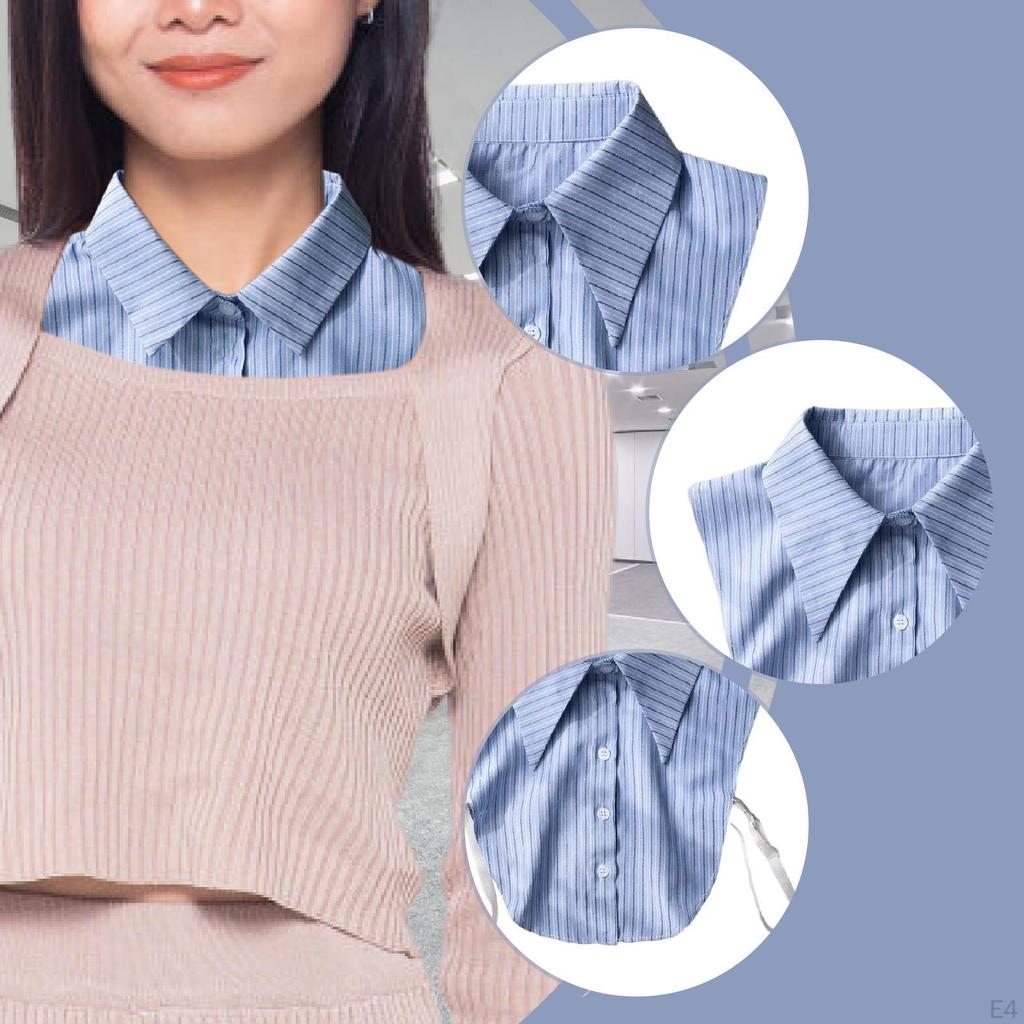 Fake Neck Blue Striped Accessories Detachable Dickey