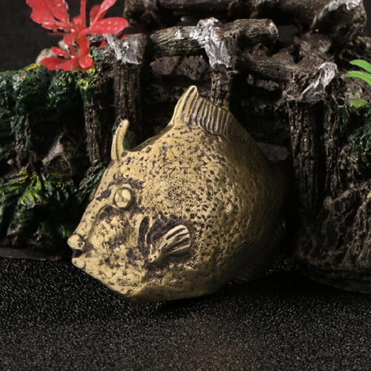 Metal Sturgeon Fish Miniature Figurine Antique Animal Sculpture Decorative Art Piece Ornament for Shelf Desk Gifting