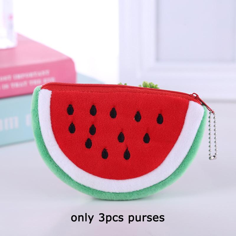 WTEMPO Cute Mini Coin Purses Zipper Storage Bags with Keychains Creative Small Semi-circular Watermelon-shaped Key Bags Daily Use Change Pouches