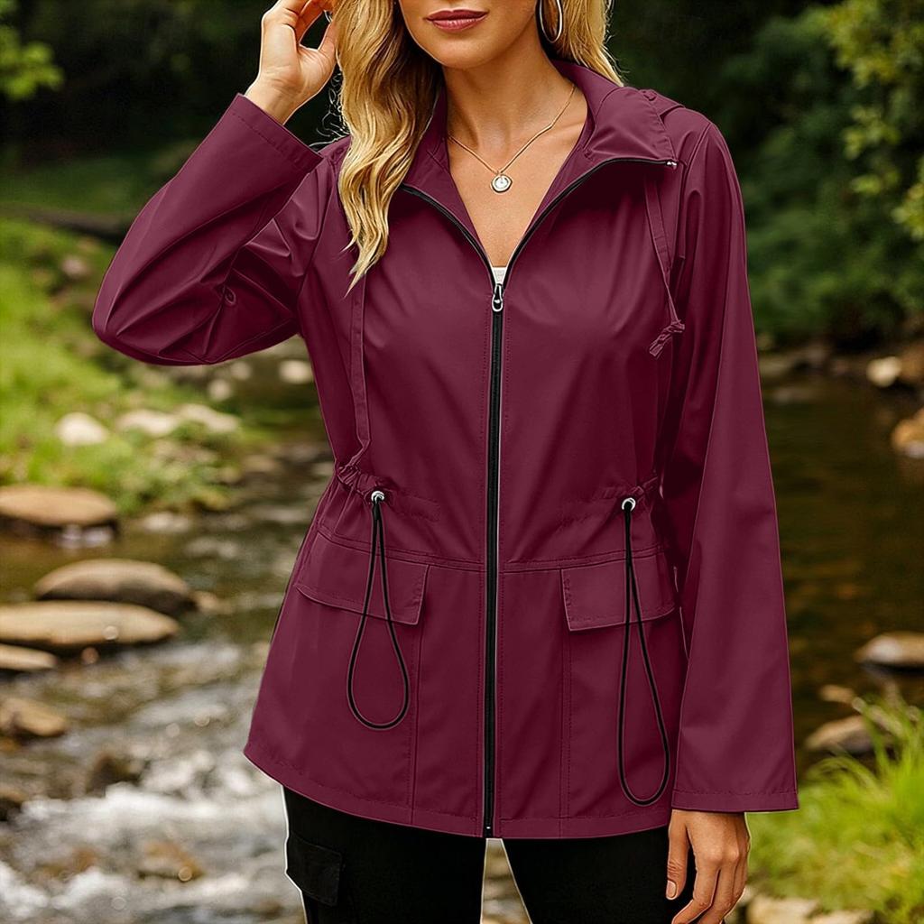 Women's Windbreaker Jacket with Zipper for Outdoor Hiking and Travel