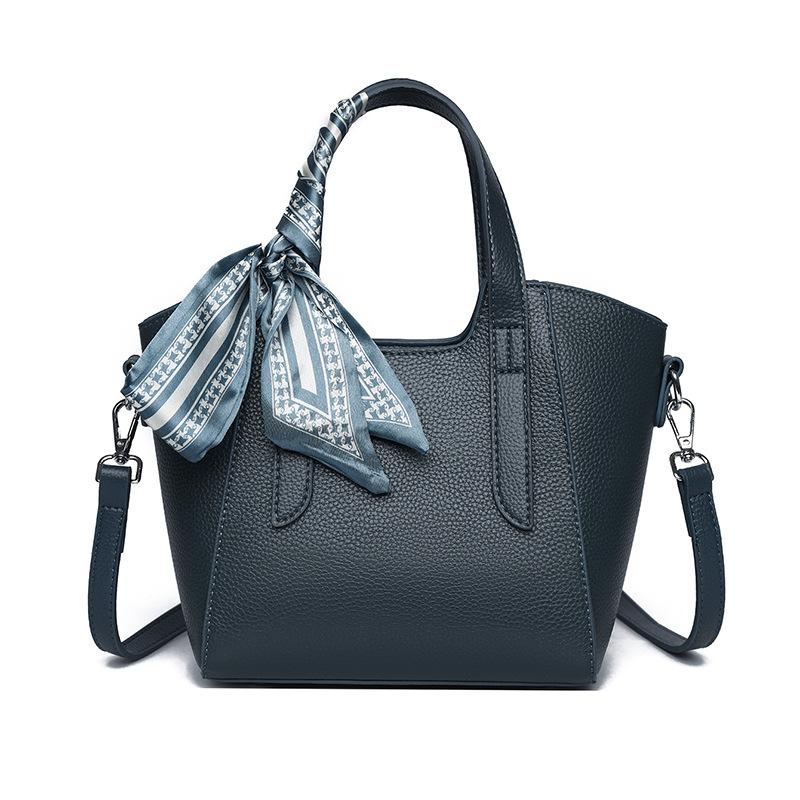 Fashion lychee pattern bag women's simple portable bucket bag leather women's bag light luxury texture shoulder messenger bag