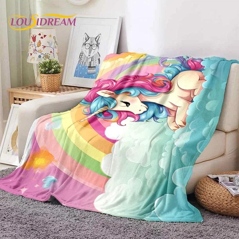 3D Cute Dream Unicorn Cartoon Girl Soft Flannel Blanket for Beds Bedroom Sofa Picnic,Throw Blanket for Outdoor Leisure Nap Gift