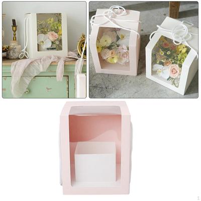 Flower Gift Paper Packaging Boxes Clear Window Wedding Baby Shower Favors