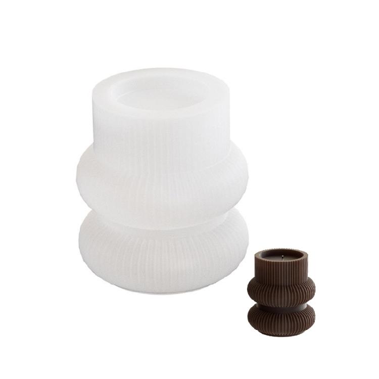 Resin Silicone Mold Craft Moulds Candle Holder Mold Geometric Striped Shape Silicone Candle Base Molds for Candle Holder 1