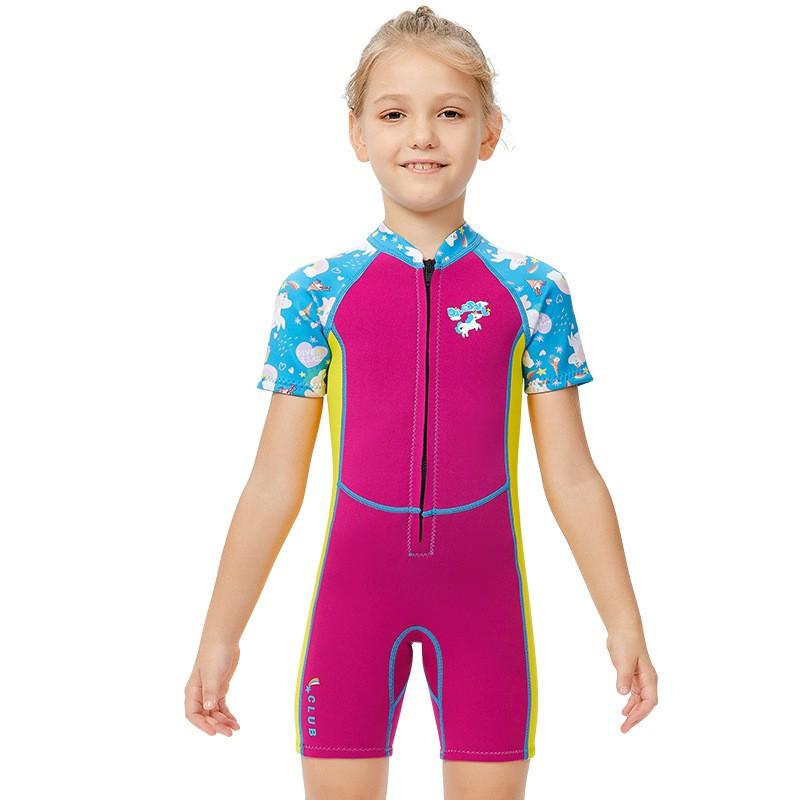 2.5MM Children's Diving Suit One-piece Short-sleeved Girls 'Mid-sized Swimsuit Snorkeling Surfing Warm