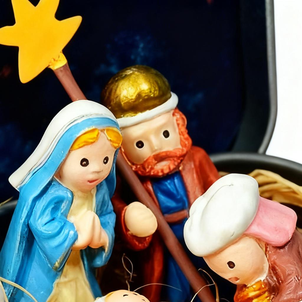 Christmas Decorative Religious 3D Ornament Portable Tin Nativity Scene Religious Figurines Decor For Desk Shelf Office Bedroom