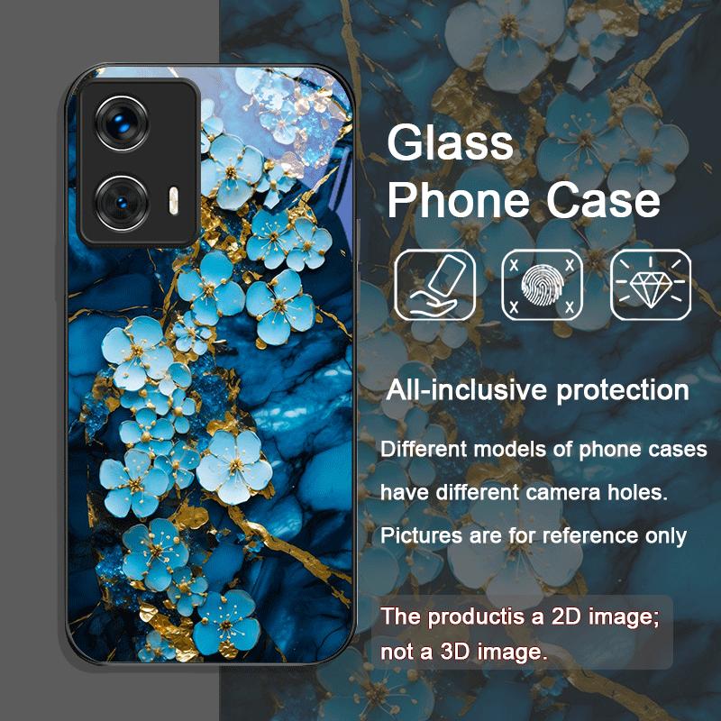 Aesthetic Flower Marble Texture Art Tempered Glass Phone Case for Motorola Moto G85 G84 G75 Edge 50 Fusion 40 Neo 30 Pro Covers