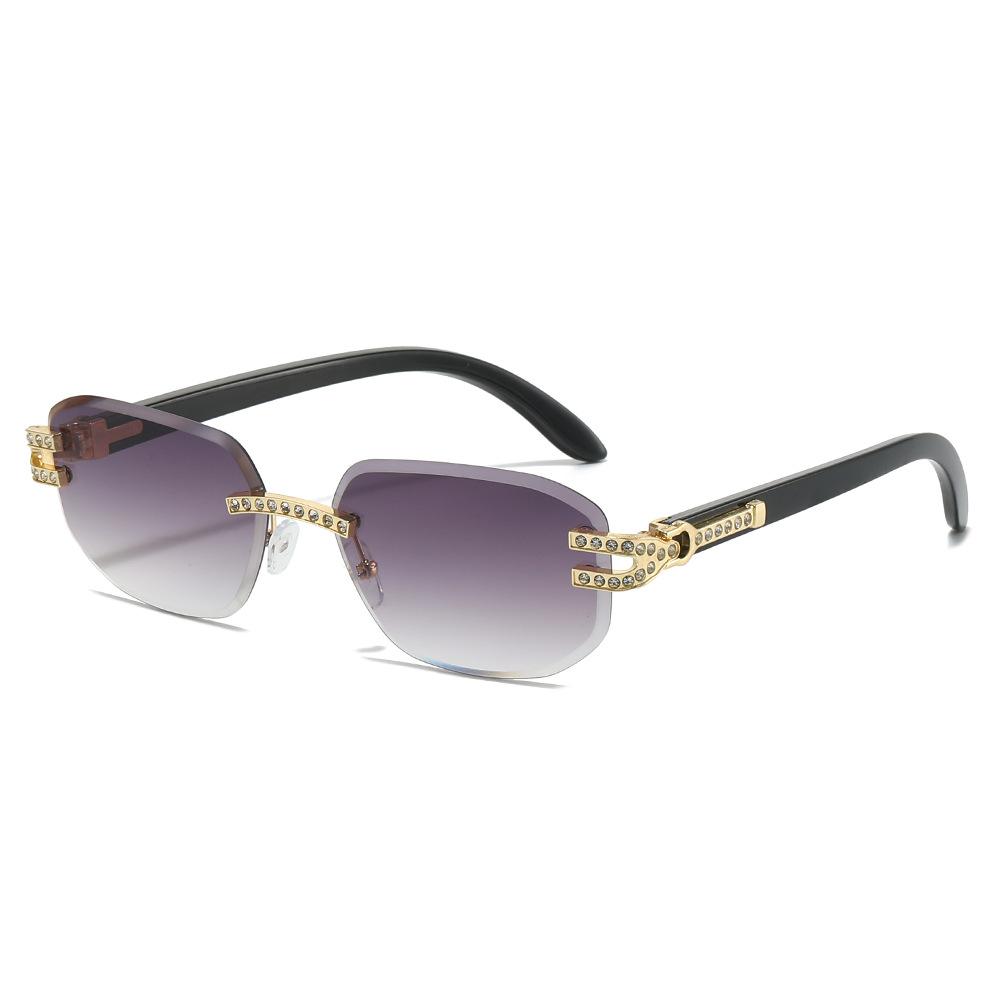 New Luxury Frameless Gradient Square Frame Women Sunglasses  Brand Personality Diamond Frame Design Casual Men Glasses Uv400