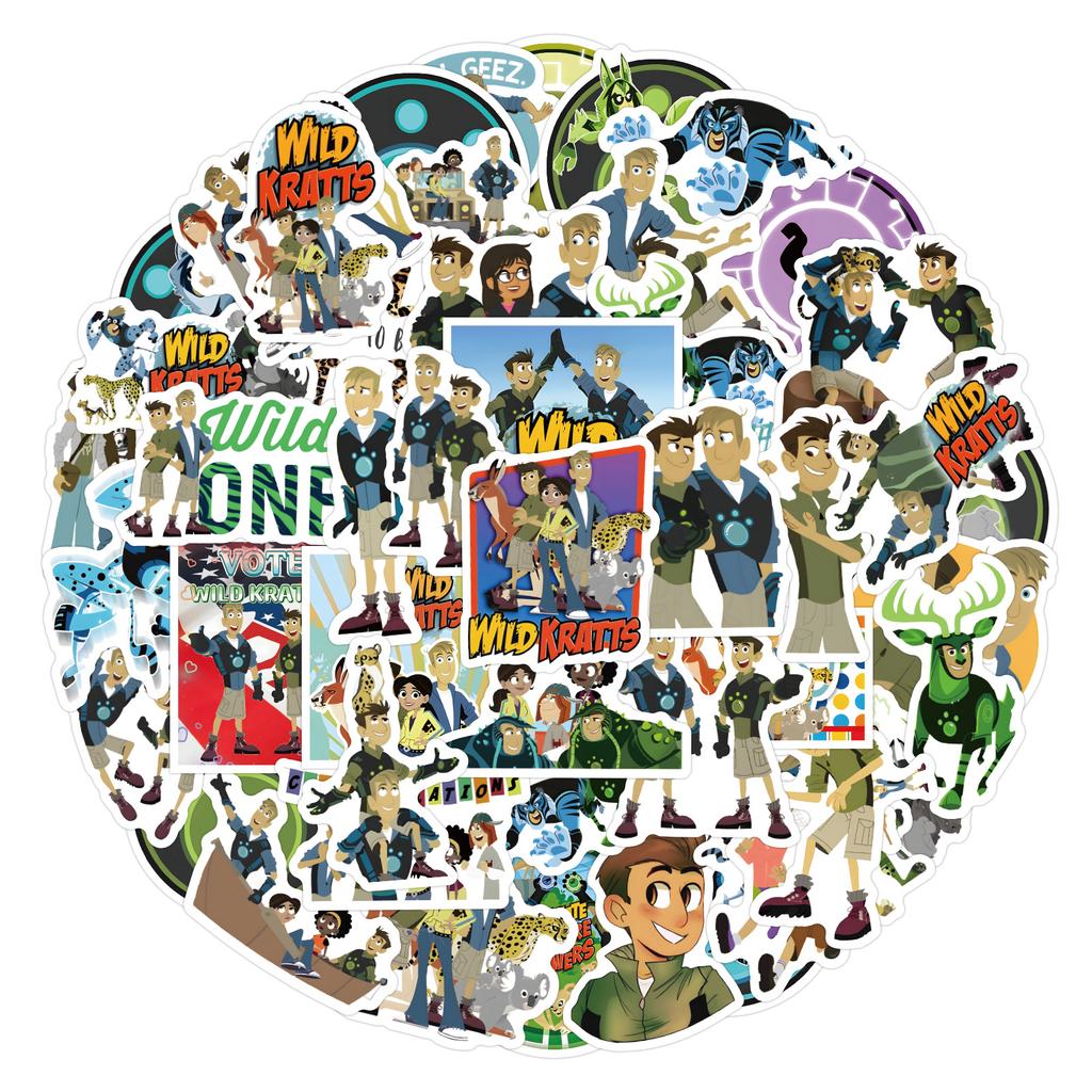 55 Wild Kratts Graffiti-Aufkleber zum Dekorieren von Notizbüchern, Koffern und Handys
