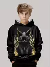 Children's Clothing Hoodies Long Sleeve Children's Sweatshirt Cartoon Children's Fashion Cat Print Girls' Summer Clothes Boy Top