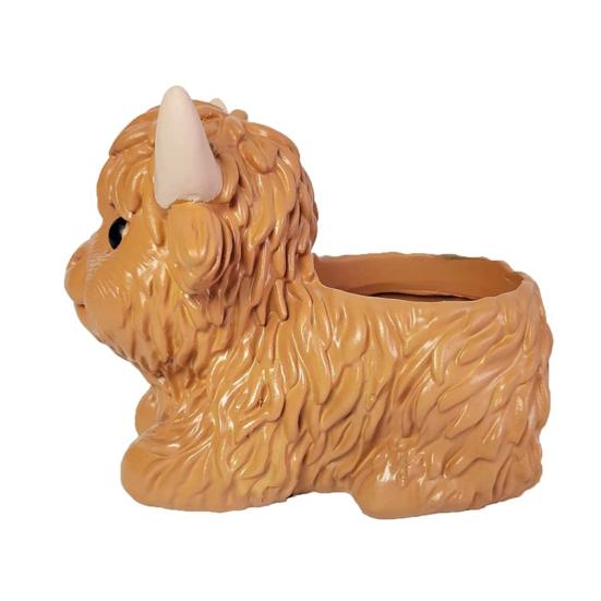 

Кашпо в виде шотландской коровы, смола, ручная работа, декоративный горшок для растений, деревенский цветочный горшок для дома, для рабочего стола в помещении, для украшения балкона оранжевый