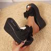 Women Wedges Slippers 2026 New Summer Beach Platform Sandals Fashion Bow Slippers Women High Heel Slippers Slides Women
