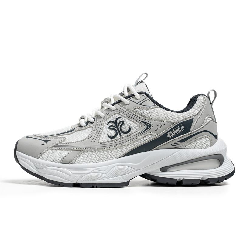 

Нескользящие износостойкие модные и ретро уличные кроссовки на толстой подошве большого размера, спортивная обувь, повседневная обувь 44 белый/серый