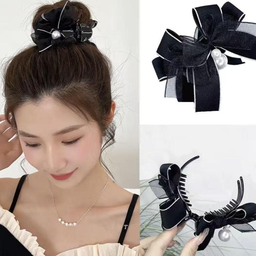 Korean Style High-End Bow Claw Clip for Bun and Ponytail Hairstyles
