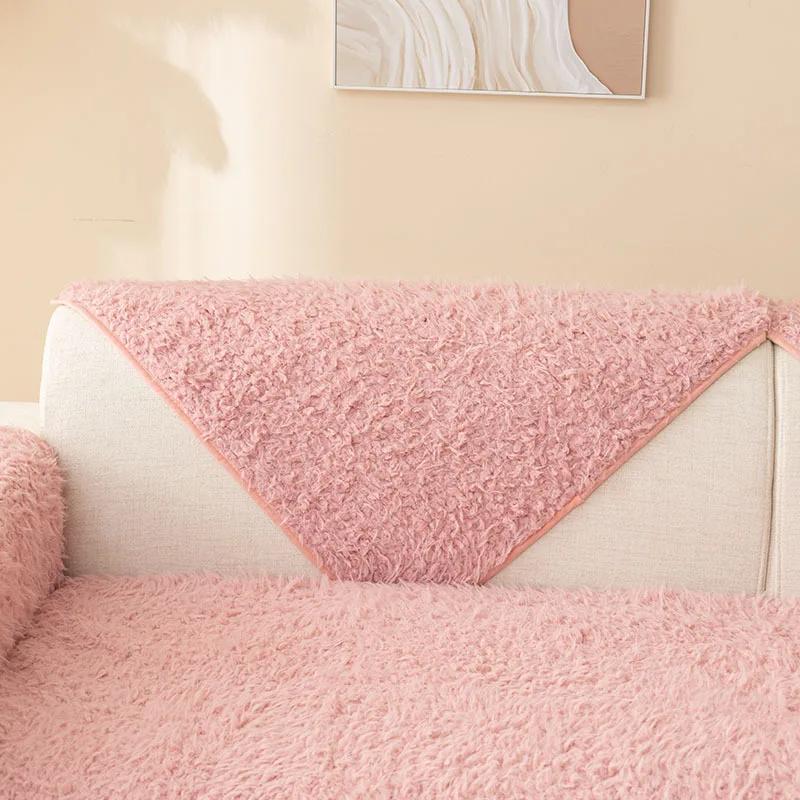 Modern Fashion Super Soft Long Plush Sofa Towel Winter Thick Anti-slip Universal Sectional Sofa Cover Quilted Velvet Couch Cover