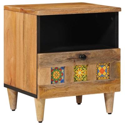 Nightstand Natural 40 X 33 X 46 Cm Solid Mango Wood