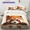 Rood Panda Patroon Beddengoed Huisdecoratie Verjaardagscadeau (1 dekbedovertrek + 2 kussenslopen, zonder binnenkussen)