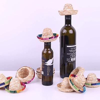 Drăguță pălărie mexicană pentru sticle de vin Decorații pentru sticle de vin Pălărie decorativă din paie Decorative pentru petreceri