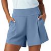 Women High Waist Pleated Athletic Yoga Shorts with Pockets Relaxed Fit Sports Casual Lounge Shorts for Workout Running Walking