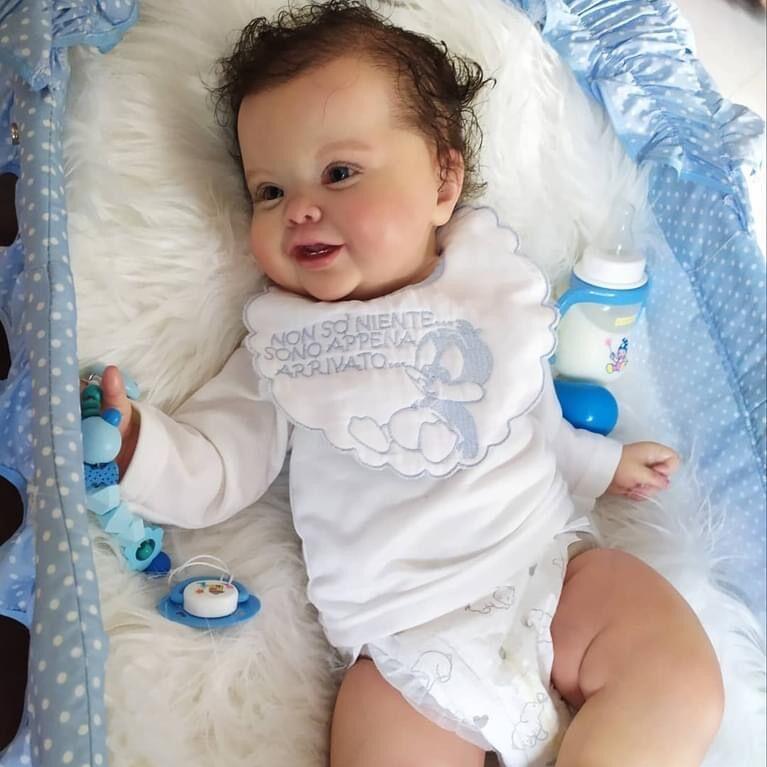 BZDOLL Reborn Baby 50CM 3D-Farbe Haut Weiches Silikon Realistische Puppe Kleinkind Spielzeug mit Gefäßvene Dress Up Bebe