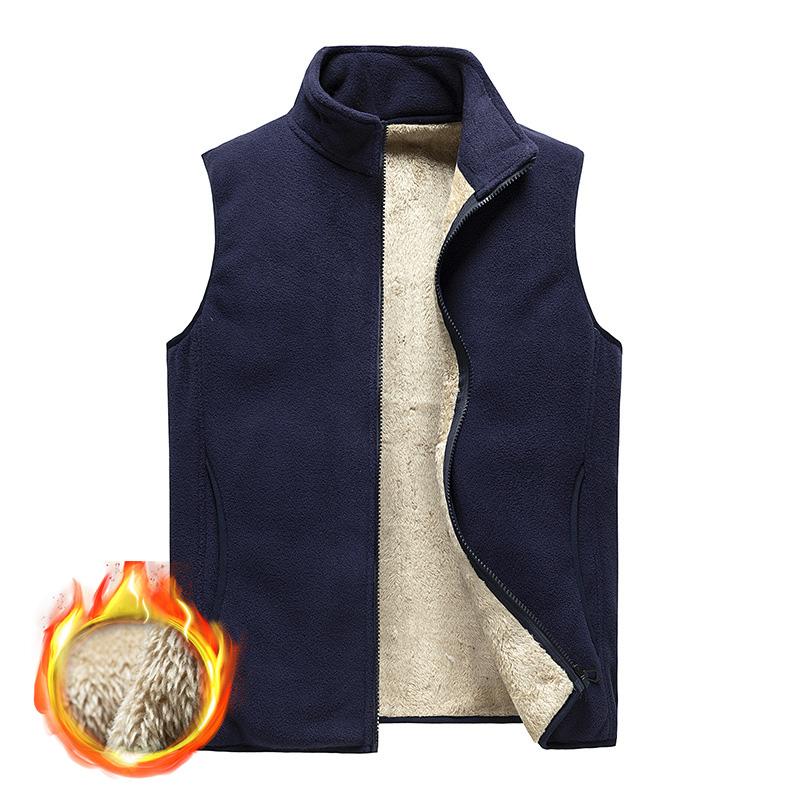 Toamnă și iarnă Plus vestă din catifea pentru bărbați, culoare solidă, cu fermoar, vestă, vestă pentru bărbați, menține căldură, vestă din catifea de miel, M-8XL