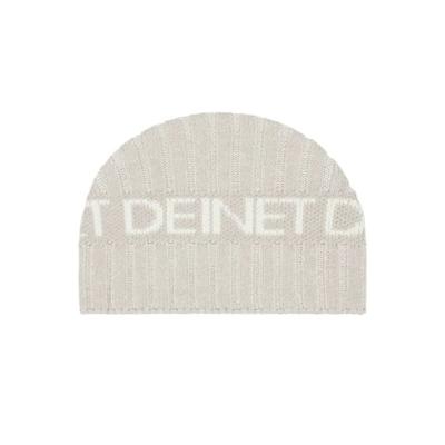 DEINET DEINET CZAPKA Z LOGO DZIANINOWA W KOLORZE BEŻOWYM
