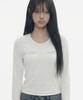 GRAVER [Unisex] Lace Back Cross U-Neck Long Sleeve_Black