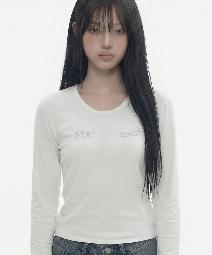 GRAVER [Unisex] Lace Back Cross U-Neck Long Sleeve_Black