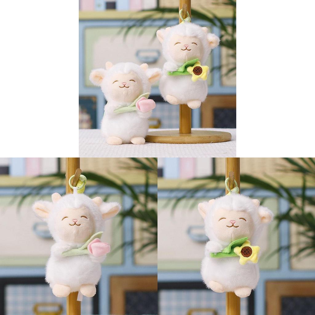 Cute Sheep Plush Keychain With Sunflower Design For Bags And Decor
