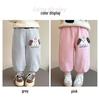Girls' Cartoon Fleece Sweatpants - Thick, Warm, and Stylish for Autumn/Winter 2025